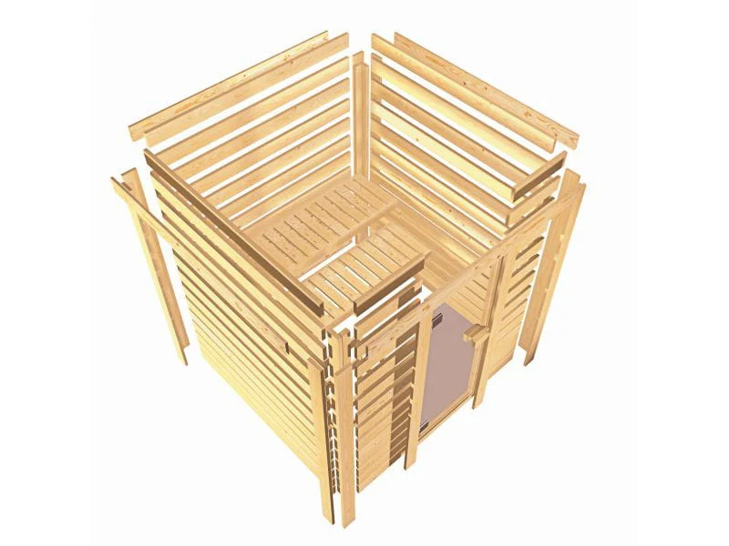 Karibu Sauna Tabea mit 9 kW Ofen ext. Strg und Dachkranz 38 mm - Image 8