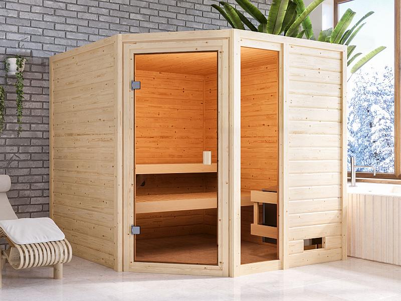 Karibu Sauna Tabea mit 9 kW Ofen integr. Strg 38 mm - Image 4