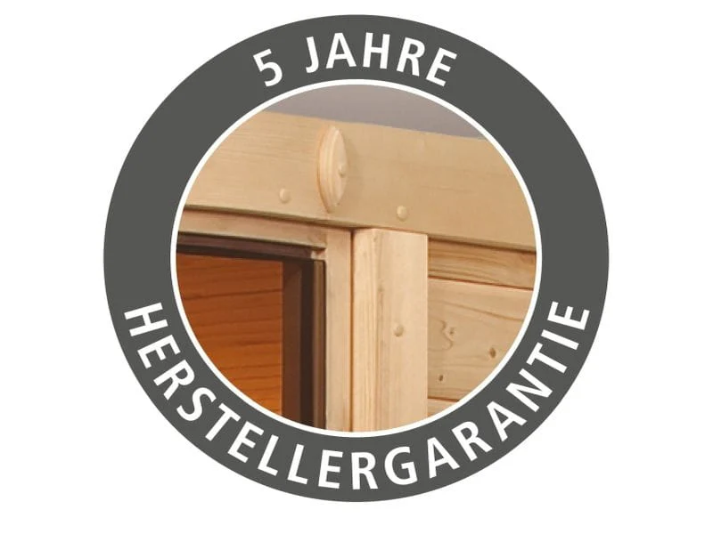 Karibu Sauna Taurin inkl 9 kW Bioofen ext. Steuerung, mit klarglas Ganzglastür -mit Dachkranz- - Image 11