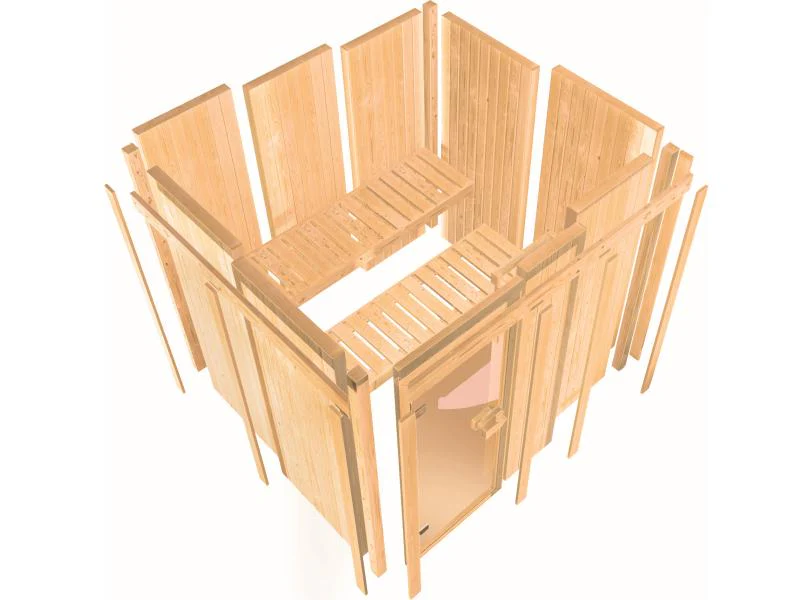 Karibu Sauna Taurin inkl. 9 kW Bioofen externe Steuerung, mit Energiespartür - ohne Dachkranz - - Image 10