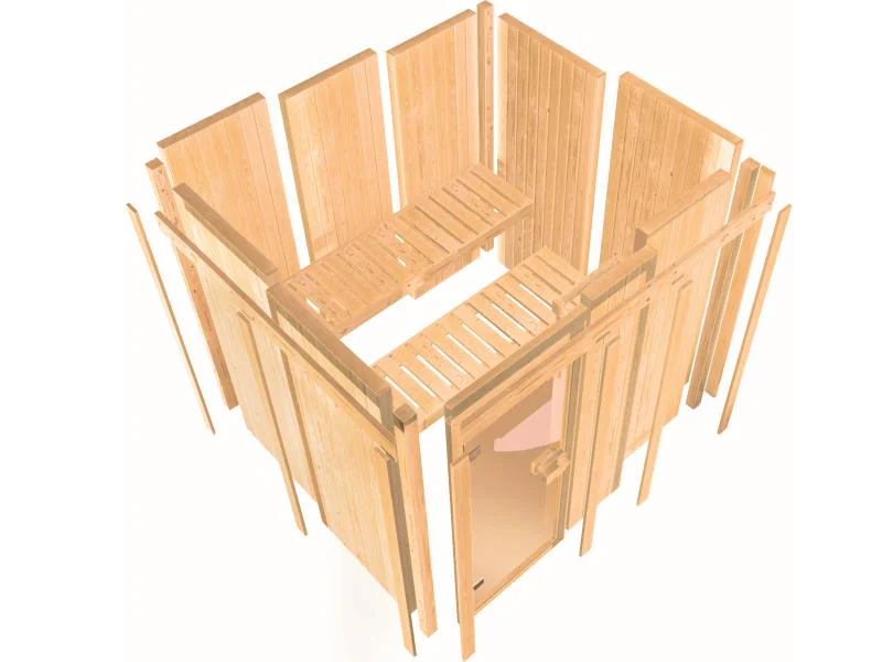 Karibu Sauna Taurin inkl. 9 kW Ofen ext. Steuerung, mit bronzierter Gnazglastür  - ohne Dachkranz - - Image 10