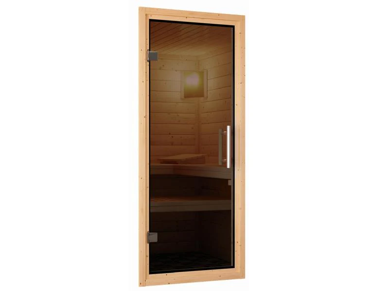 Karibu Sauna Taurin inkl. 9 kW Ofen ext. Steuerung, mit moderner Saunatür - ohne Dachkranz - - Image 7