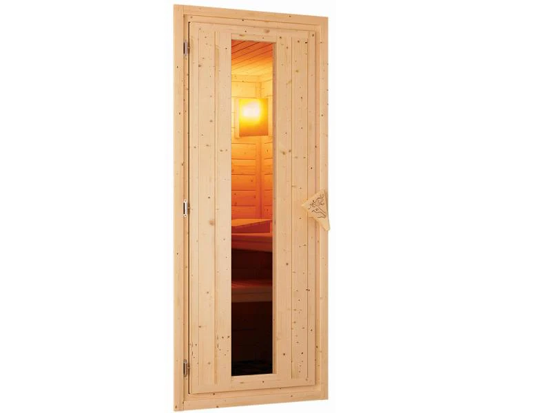 Karibu Sauna Taurin inkl. 9 kW Ofen externe Steuerung, mit Energiespartür - mit Dachkranz - - Image 8