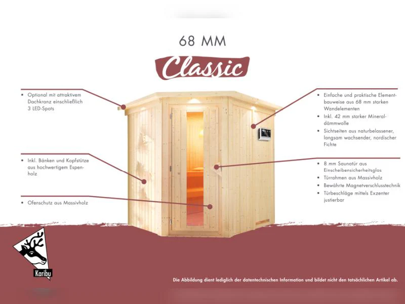 Karibu Sauna Taurin inkl. 9 kW Ofen integr. Steuerung, mit bronzierter Ganzglastür  - ohne Dachkranz - Image 10