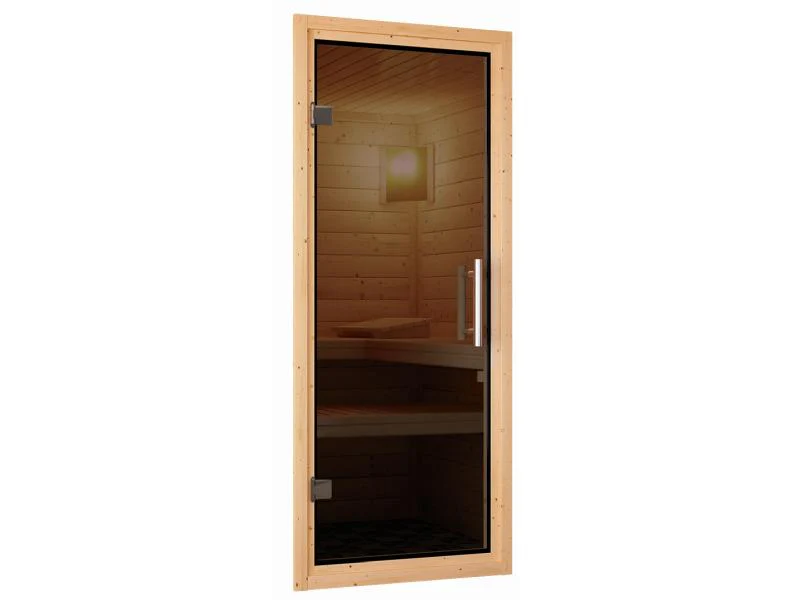 Karibu Sauna Taurin inkl. 9 kW Ofen integr. Steuerung, mit moderner Saunatür - ohne Dachkranz - - Image 6