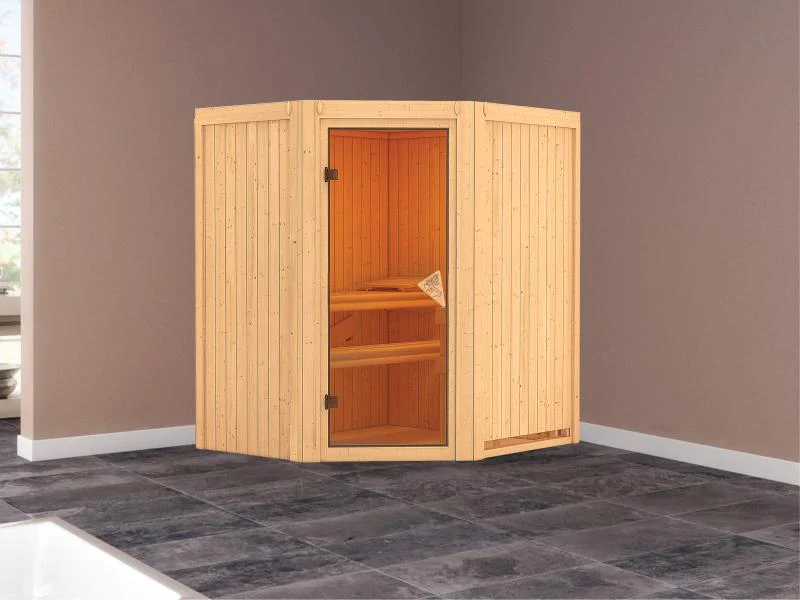 Karibu Sauna Taurin ohne Ofen, ohne Dachkranz, mit Saunatür classic - Image 2