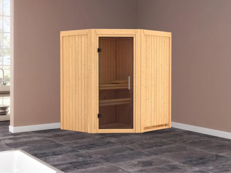 Karibu Sauna Taurin ohne Ofen, ohne Dachkranz, mit Saunatür modern - Image 2
