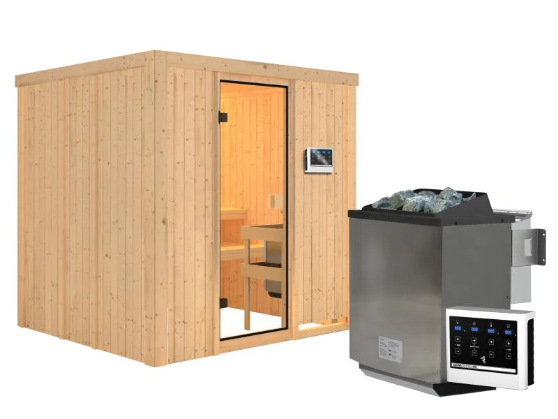 Karibu Sauna Tromsö 68 mm inkl. 9 kW Bioofen ext. Steuerung - Image 2