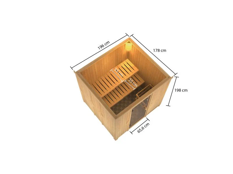 Karibu Sauna Tromsö 68 mm inkl. 9 kW Bioofen ext. Steuerung - Image 3