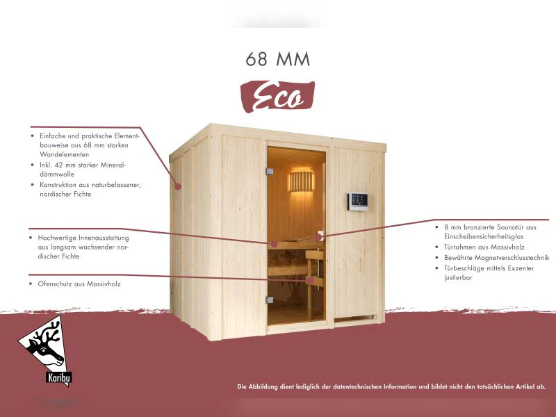 Karibu Sauna Tromsö 68 mm inkl. 9 kW Ofen ext. Steuerung - Image 10
