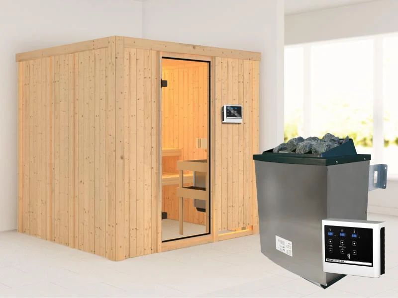 Karibu Sauna Tromsö 68 mm inkl. 9 kW Ofen ext. Steuerung - Image 2