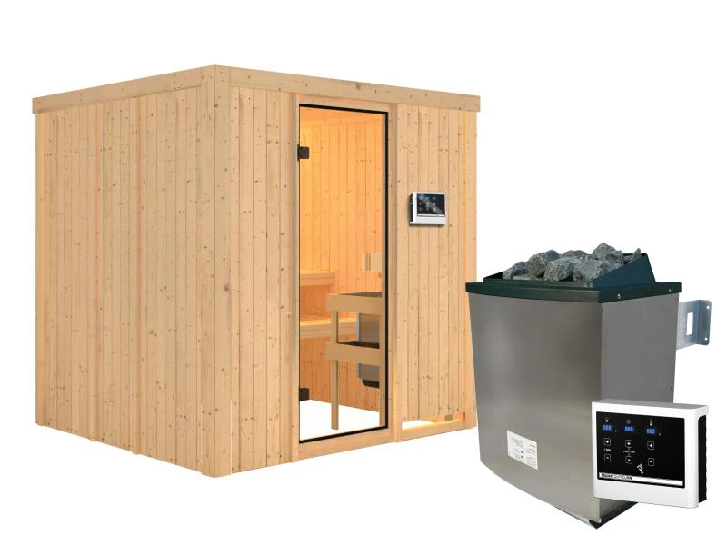Karibu Sauna Tromsö 68 mm inkl. 9 kW Ofen ext. Steuerung - Image 3