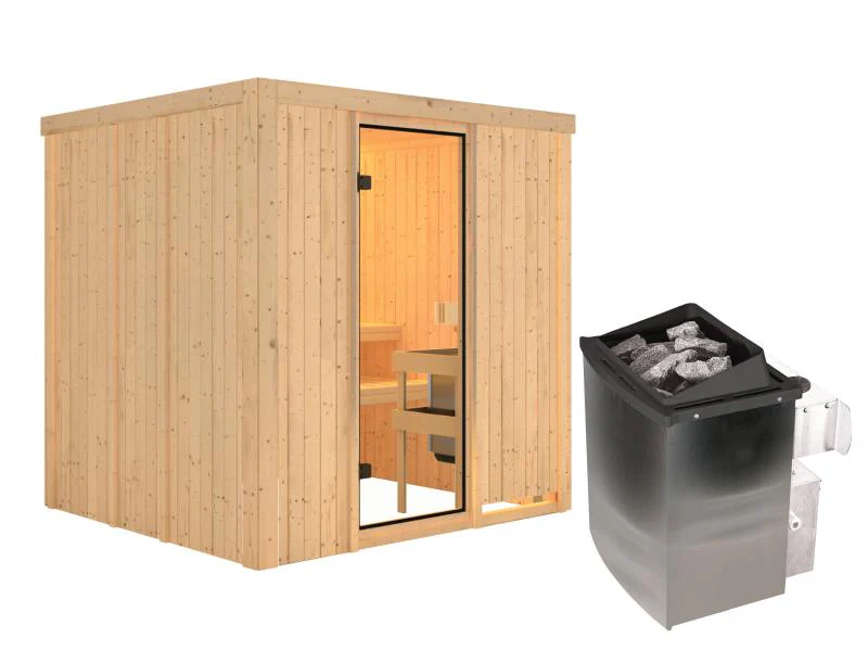 Karibu Sauna Tromsö 68 mm inkl. 9 kW Ofen integr. Steuerung - Image 2