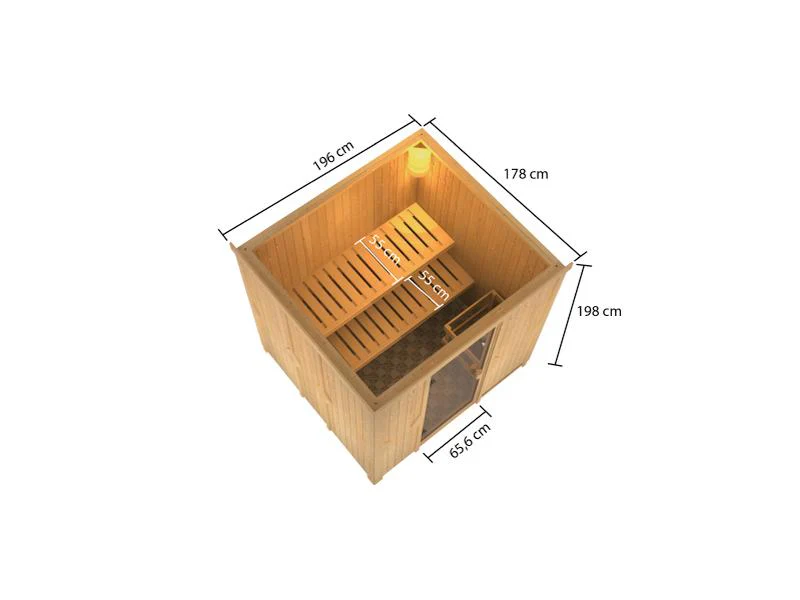 Karibu Sauna Tromsö 68 mm inkl. 9 kW Ofen integr. Steuerung - Image 3