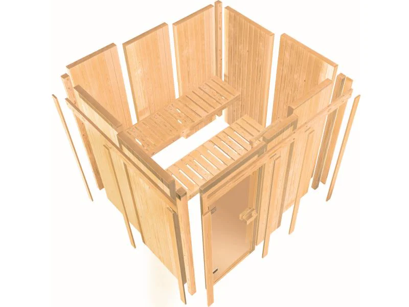 Karibu Sauna Tromsö 68 mm inkl. 9 kW Ofen integr. Steuerung - Image 8