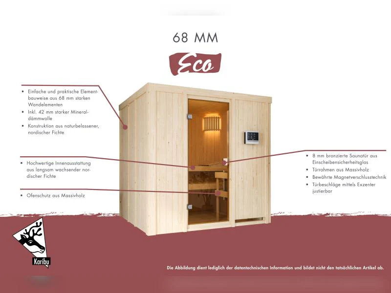 Karibu Sauna Tromsö 68 mm inkl. 9 kW Ofen integr. Steuerung - Image 9