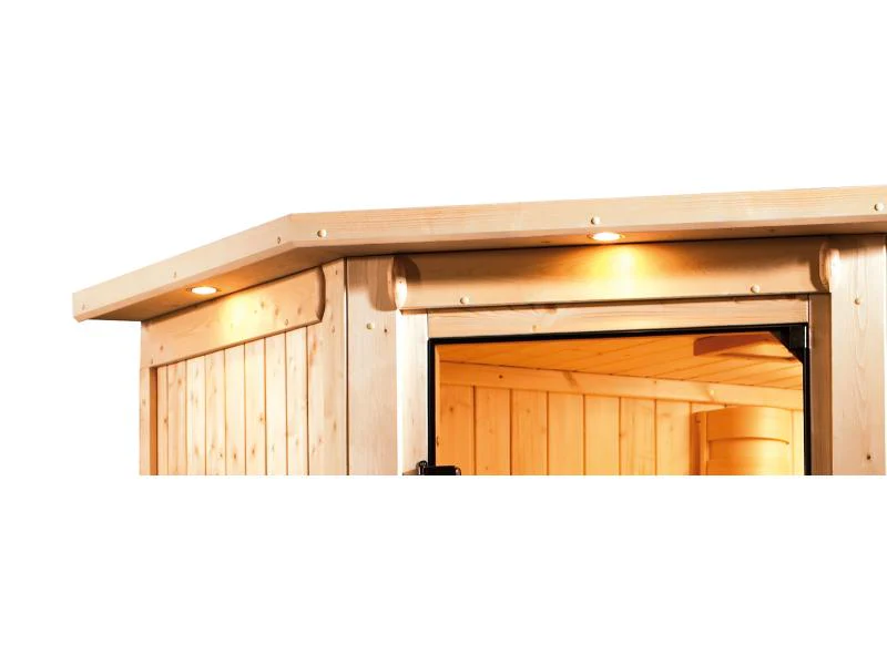 Karibu Sauna Variado inkl.  9 kW Bioofen ext. Steuerung, mit Energiespartür -mit Dachkranz- - Image 9