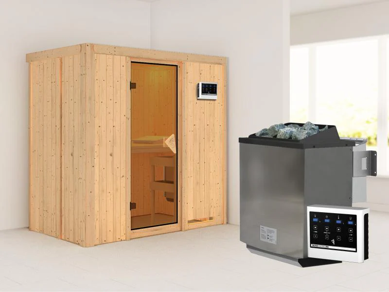 Karibu Sauna Variado inkl. 9 kW Bioofen ext. Steuerung, mit klassischer Tür -ohne Dachkranz- - Image 2
