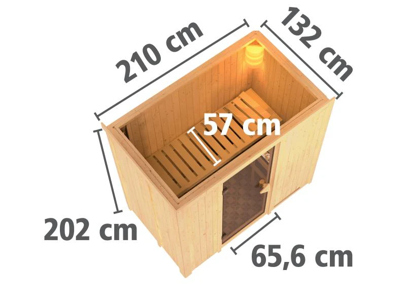 Karibu Sauna Variado inkl. 9 kW Ofen ext. Steuerung, mit Energiespartür -mit Dachkranz- - Image 3