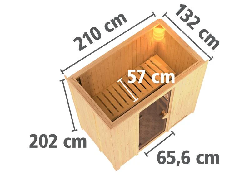 Karibu Sauna Variado inkl.  9 kW Ofen integr. Steuerung, mit Energiespartür -mit Dachkranz- - Image 4