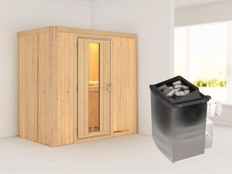 Karibu Sauna Variado inkl. 9 kW Ofen integr. Steuerung, mit Energiespartür -ohne Dachkranz- - Image 2