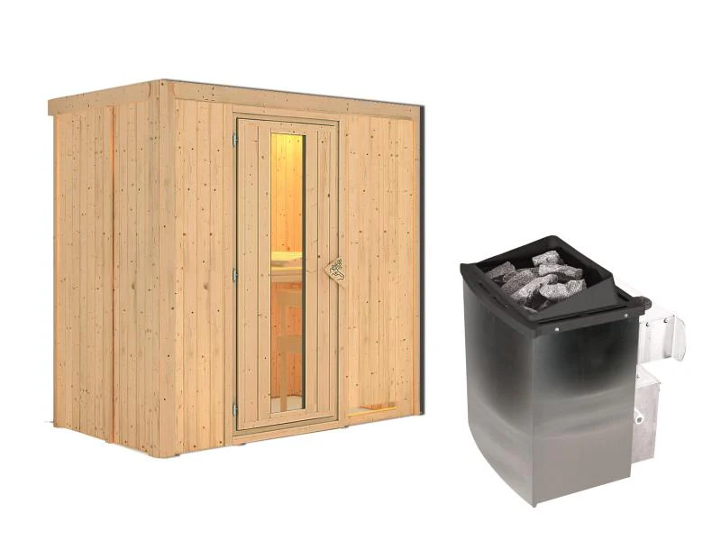 Karibu Sauna Variado inkl. 9 kW Ofen integr. Steuerung, mit Energiespartür -ohne Dachkranz- - Image 3