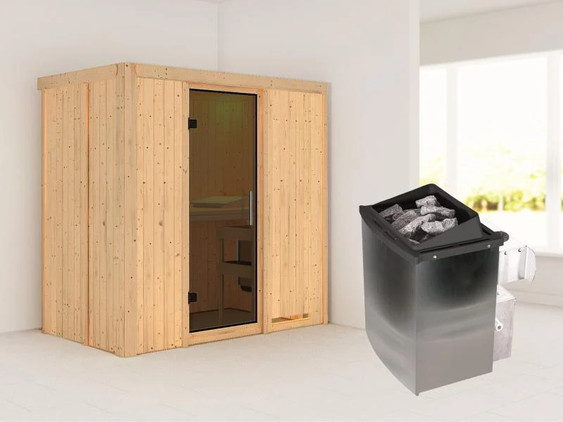 Karibu Sauna Variado inkl. 9 kW Ofen integr. Steuerung, mit moderner Saunatür -ohne Dachkranz- - Image 2