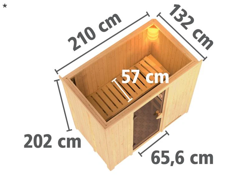 Karibu Sauna Variado ohne Ofen, mit Dachkranz, mit Klarglas Ganzglastür - Image 3
