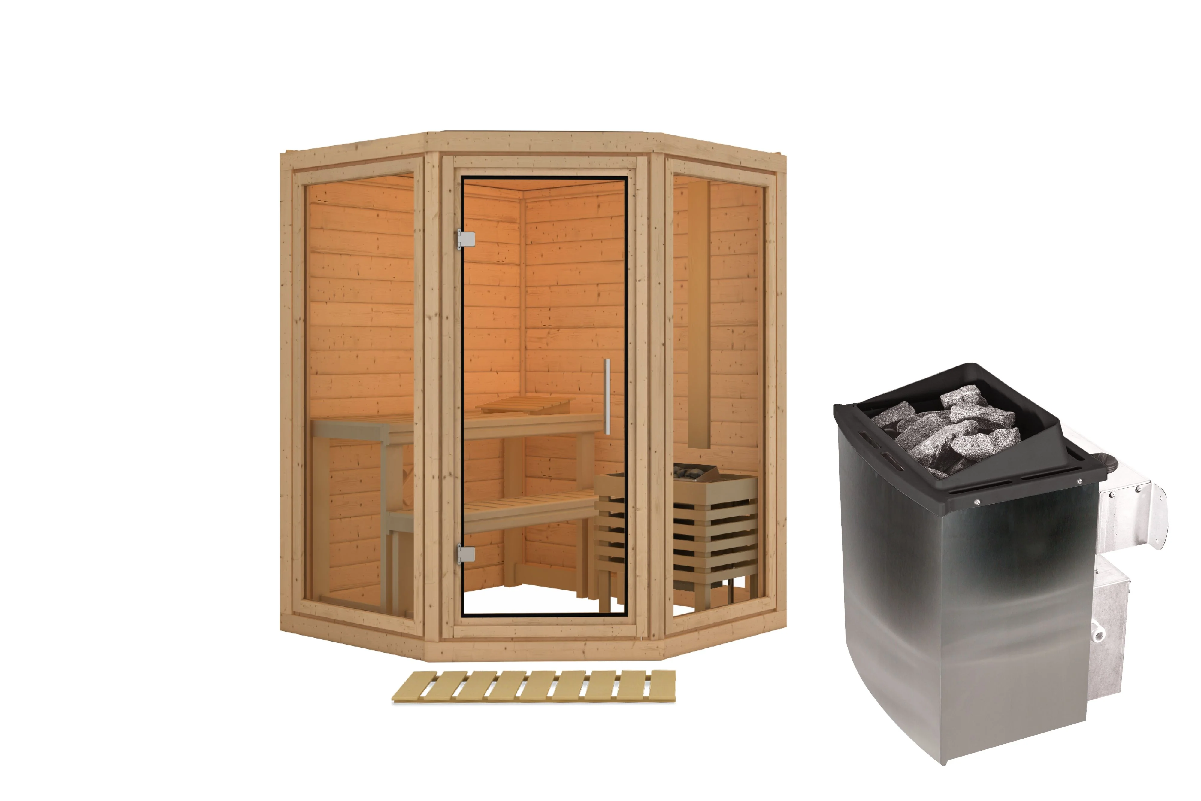 Karibu Sauna Yuma 38 mm, inkl. 9 kW Ofen integr. Steuerung - Image 3