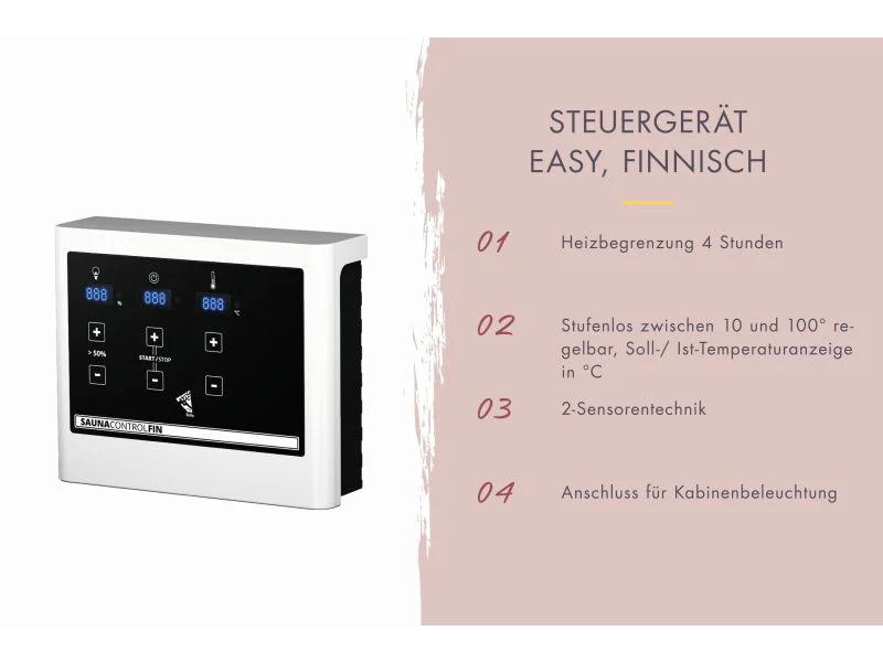 Karibu Sauna Yuma, inkl. 9 kW Ofen ext. Steuerung, mit Klarglas Ganzglastür - Image 10
