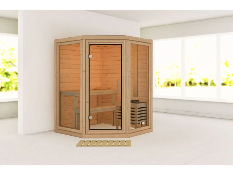 Karibu Sauna Yuma, ohne Ofen, inkl. Klarglas Ganzglastür - Image 2