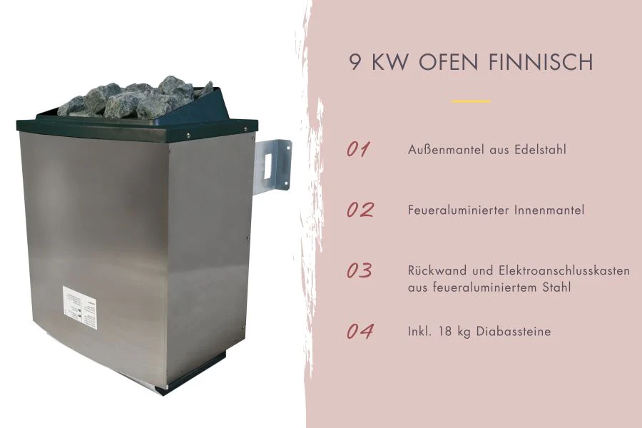 Karibu Saunahaus Caapi 2, inkl. 9 kW Ofen finnisch ext. Steuerung, mit Klarglastür und Fußboden - Image 5