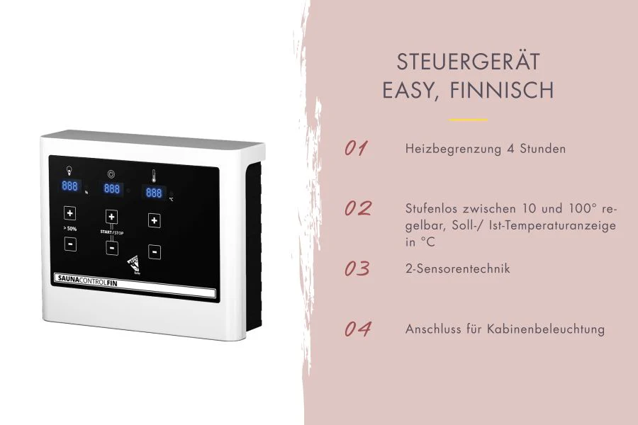 Karibu Saunahaus Caapi 2, inkl. 9 kW Ofen finnisch ext. Steuerung, mit Klarglastür und Fußboden - Image 6