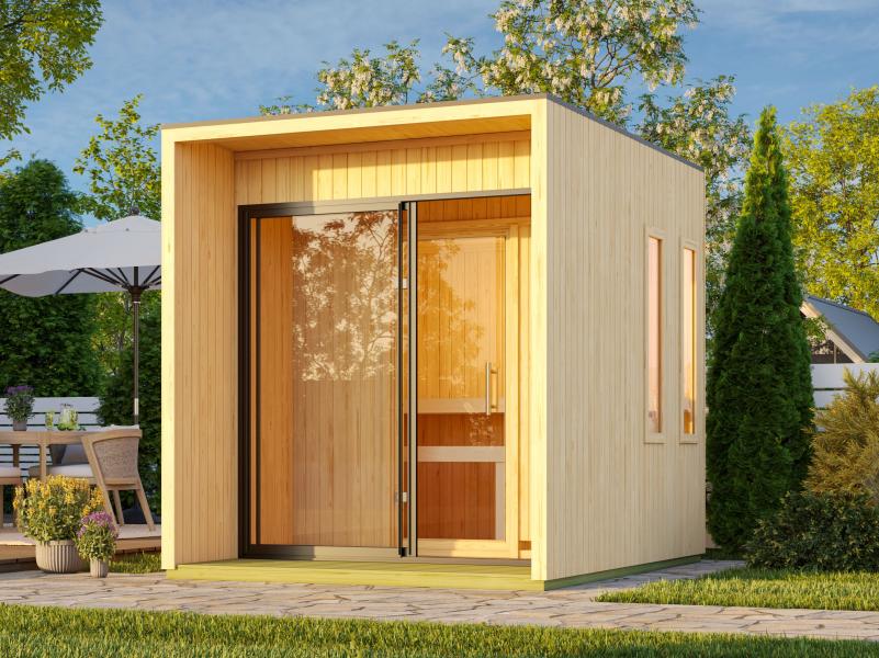 Karibu Saunahaus Catalina, natur -inkl. 9 kW Ofen ext. Steuerung- inkl. Vorraum, 73 mm - Image 4