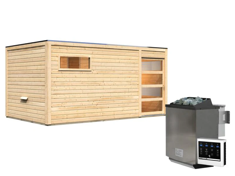Karibu Saunahaus Hygge 38 mm- naturbelassen- 9 kW Bioofen ext. Strg - Image 2