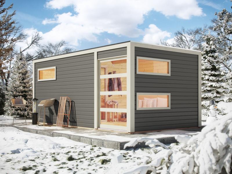 Karibu Saunahaus Hygge 38 mm- terragrau- 9 kW Bioofen ext. Strg - Image 4