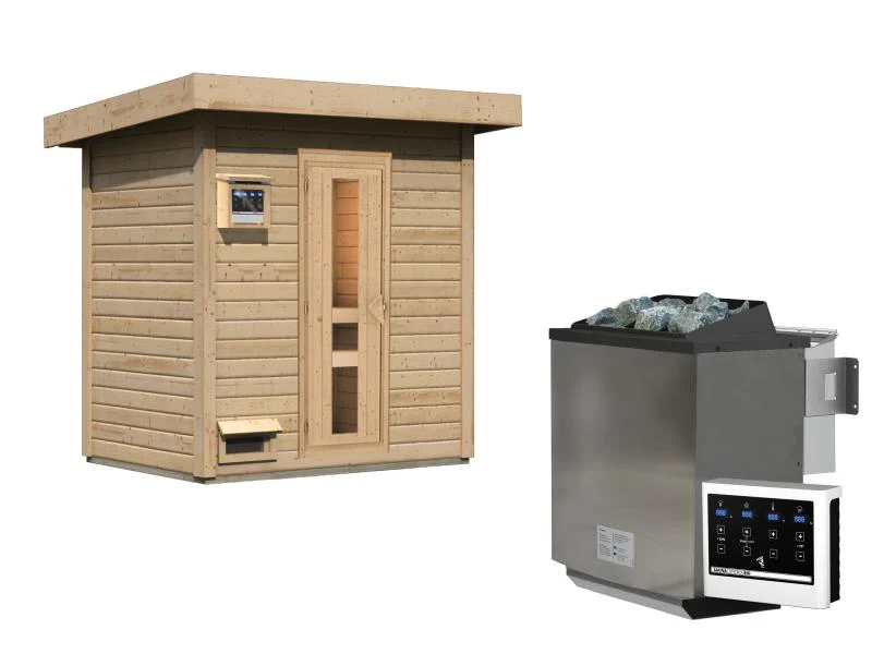 Karibu Saunahaus Hytti 1  38 mm - inkl. 9 kW Bioofen ext. Steuerung - mit Energiespartür u. Fußbode - Image 4