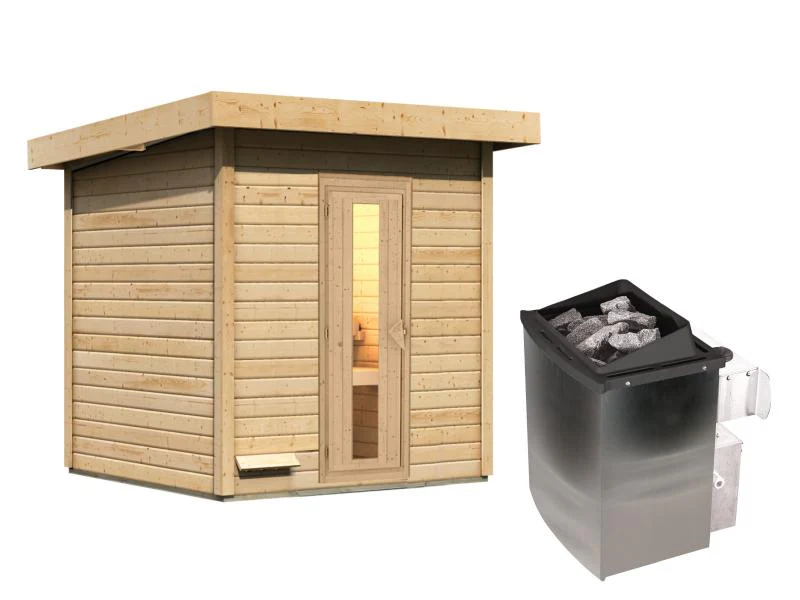Karibu Saunahaus Hytti 2  38 mm - inkl. 9 kW Ofen integr. Steuerung - mit Energiespartür und Fußbode - Image 4