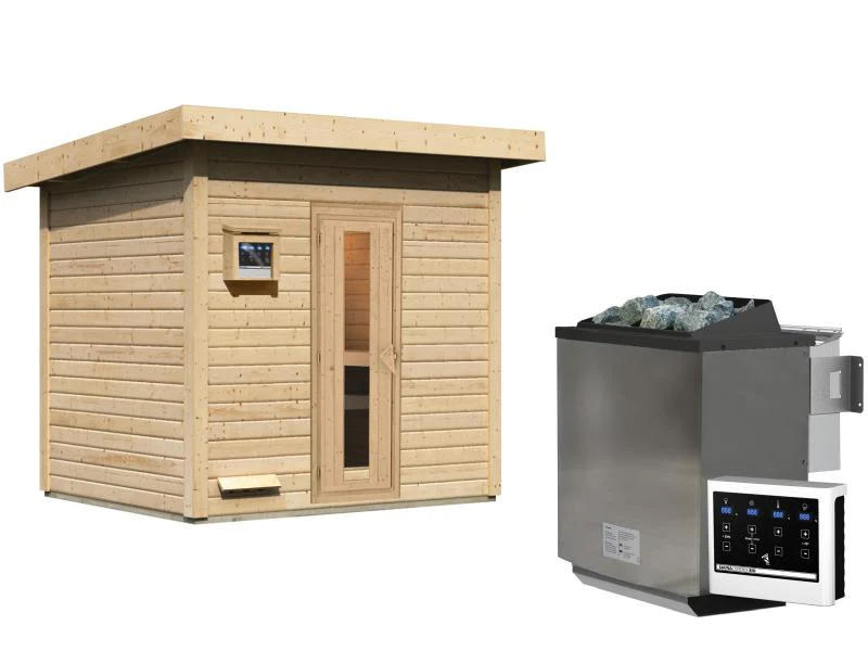 Karibu Saunahaus Hytti 3  38 mm - inkl. 9 kW Bioofen ext. Steuerung - inkl. Energiespartür und Fußbo - Image 4
