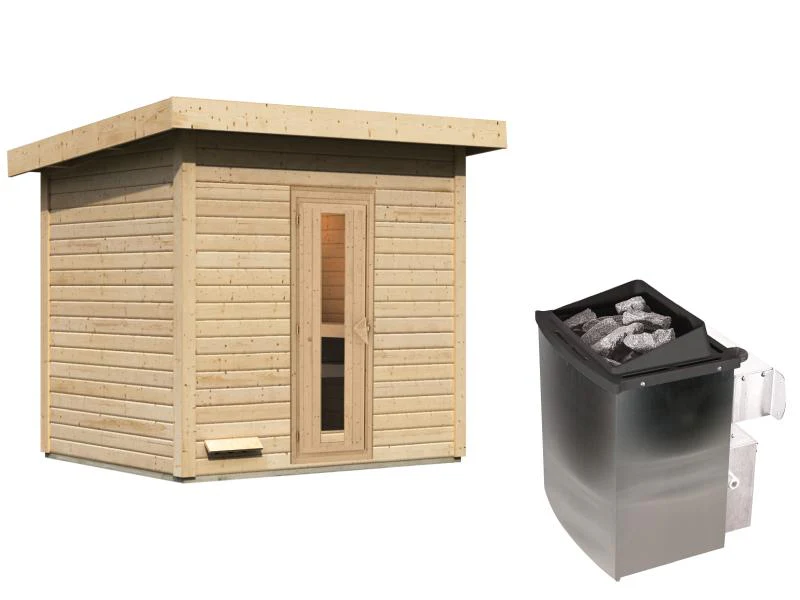 Karibu Saunahaus Hytti 3  38 mm - inkl. 9 kW Ofen integr. Steuerung - inkl. Energiespartür und Fußbo - Image 4