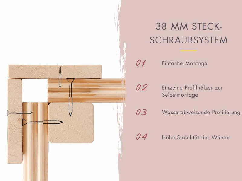 Karibu Saunahaus Hytti 6, inkl. 9 kW Bioofen ext. Steuerung -mit Iso-Tür- terragrau, 38 mm - Image 12