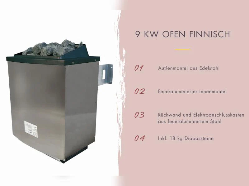 Karibu Saunahaus Laguna natur,73 mm -inkl. 9 kW Ofen ext. Steuerung - Image 5