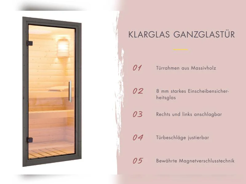 Karibu Saunahaus Laguna, schwarz ,73 mm -inkl. 9 kW Bioofen ext. Steuerung - Image 7