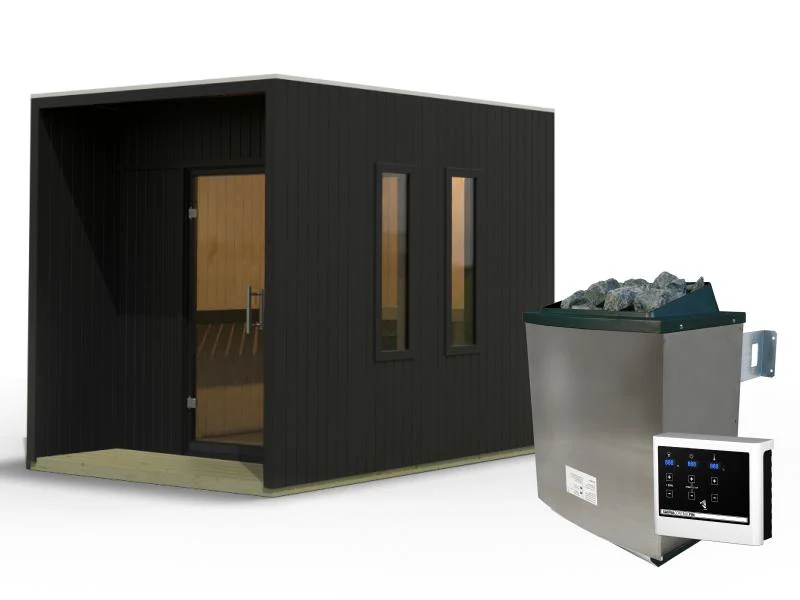Karibu Saunahaus Laguna, schwarz,73 mm -inkl. 9 kW Ofen ext. Steuerung - Image 2