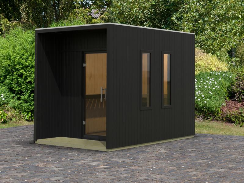 Karibu Saunahaus Laguna, schwarz ,73 mm -ohne Ofen- - Image 2