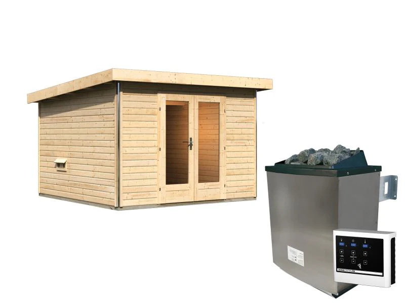 Karibu Saunahaus Mainburg 1 Set A naturbelassen -9kW Ofen ext. Strg - Image 2