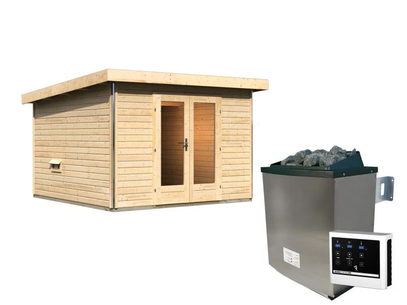 Karibu Saunahaus Mainburg 1 Set B naturbelassen- 9 kW Ofen ext. Strg - Image 2