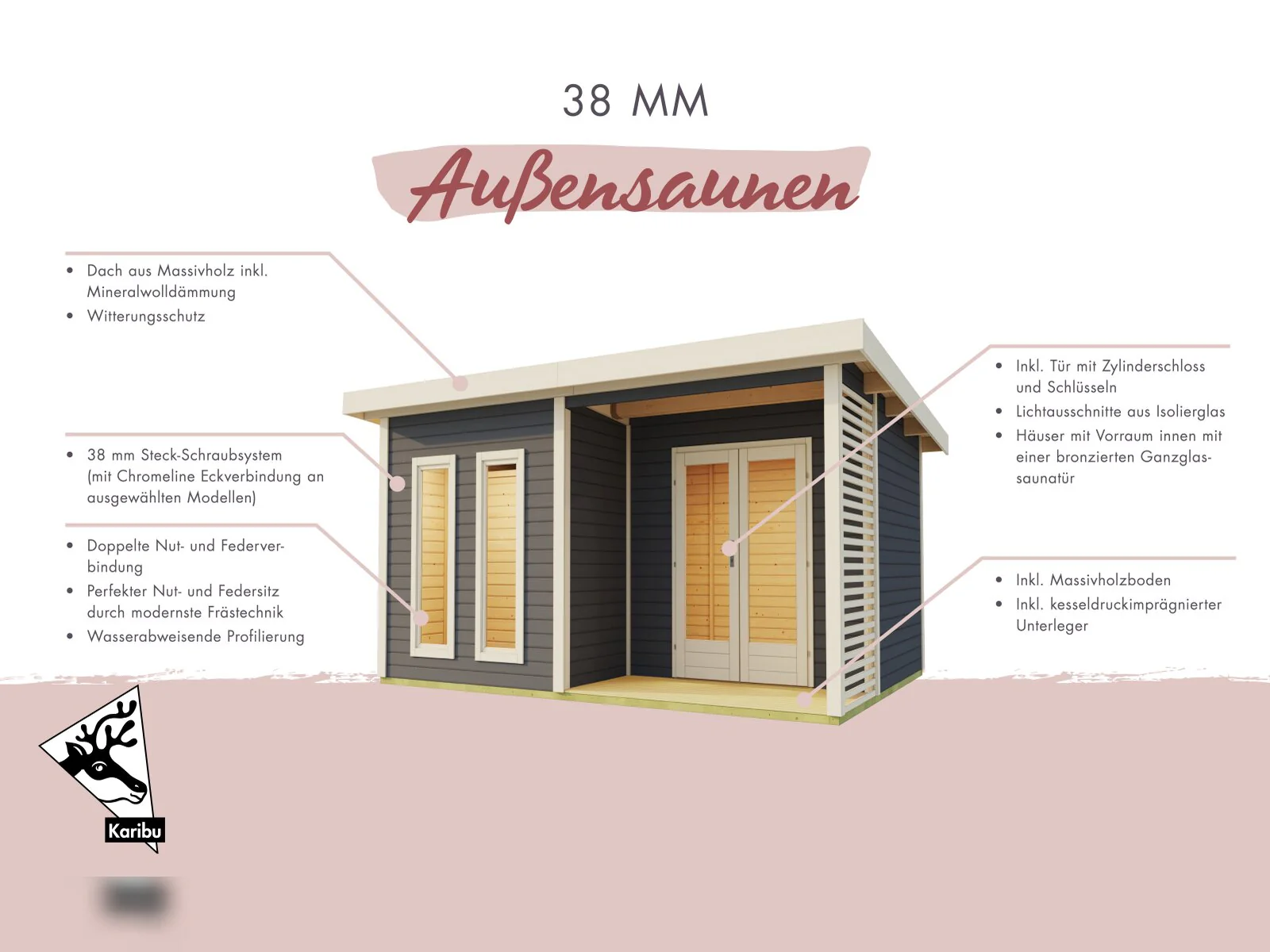 Karibu Saunahaus Mainburg 1 Set B naturbelassen, inkl. 9 kW Bioofen ext. Steuerung HUUM - Image 12
