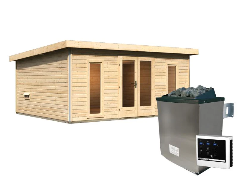 Karibu Saunahaus Mainburg 4 Set A naturbelassen- 9kW Ofen ext. Strg - Image 2