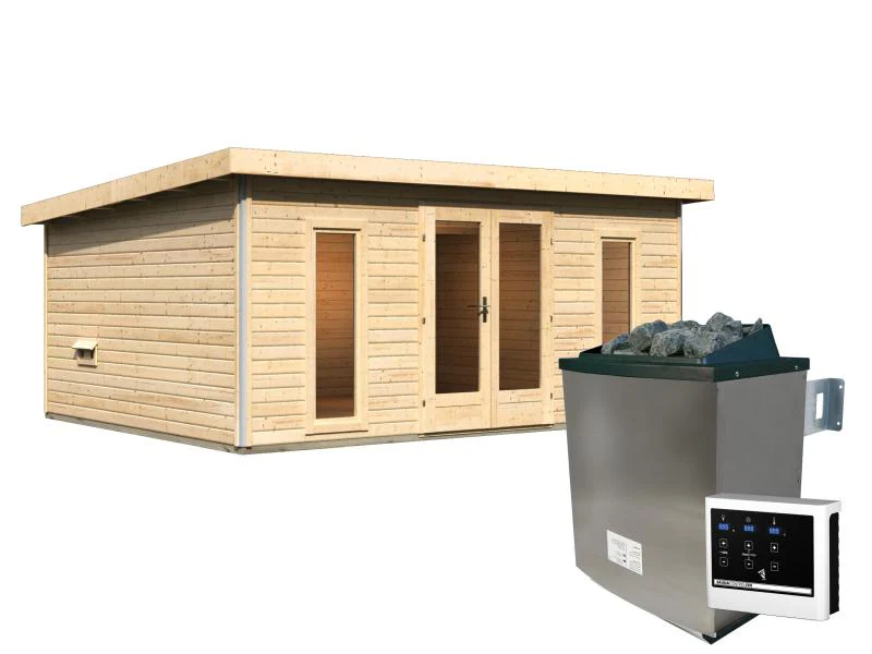 Karibu Saunahaus Mainburg 4 Set B naturbelassen- 9 kW Ofen ext. Strg - Image 2